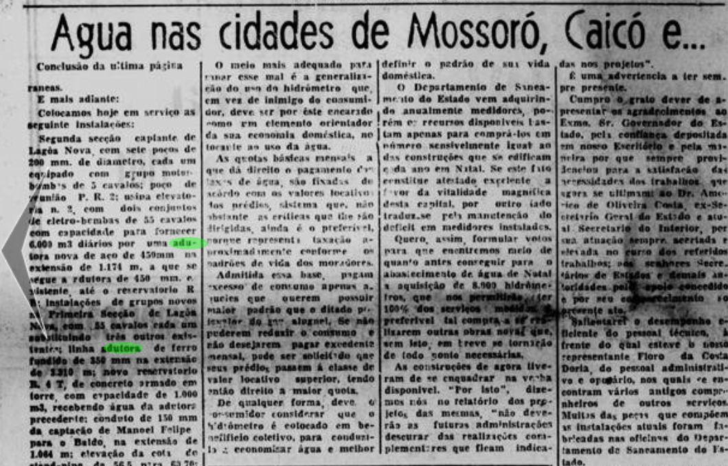 Os projetos de adutoras do Rio Grande do Norte existem há algum tempo para ajudar a distribuir água em período de seca. 

Saiba mais no Brechando